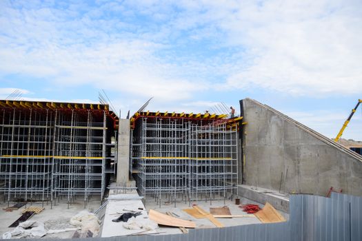 Reinforced concrete construction road junction. a Road construction and bridges.