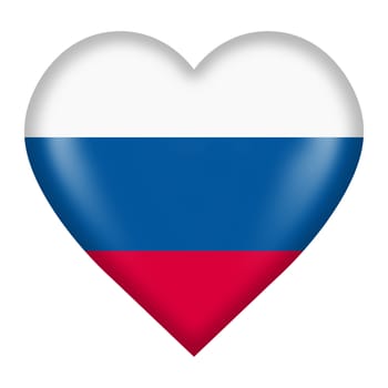 A Russia flag heart button isolated on white with clipping path