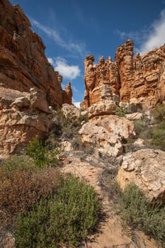 A scene of highly eroded sandstone formations in the Cederberg Wilderness Area, Western Cape. South Africa