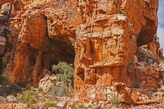 A scene of highly eroded sandstone formations in the Cederberg Wilderness Area, Western Cape. South Africa