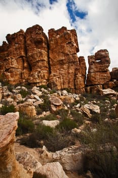 A scene of highly eroded sandstone formations in the Cederberg Wilderness Area, Western Cape. South Africa