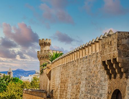 Details of ancient architecture in Palma de Mallorca Spain