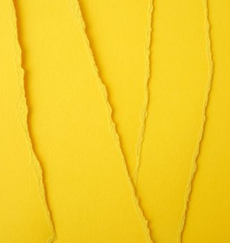 background of layered yellow torn paper with a shadow, backdrop and template for designer, close up