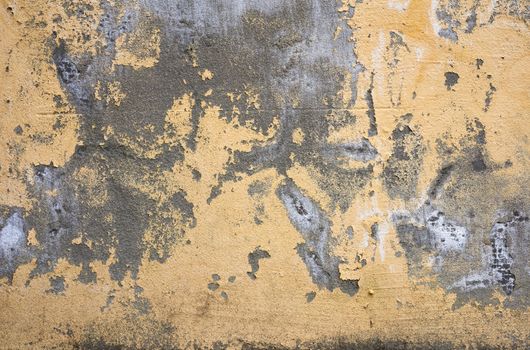 cracked yellow cement wall with hazy fragments, full frame, old texture for the designer