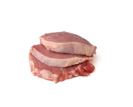 stack of raw pork, tenderloin isolated on a white background, barbecue ingredient