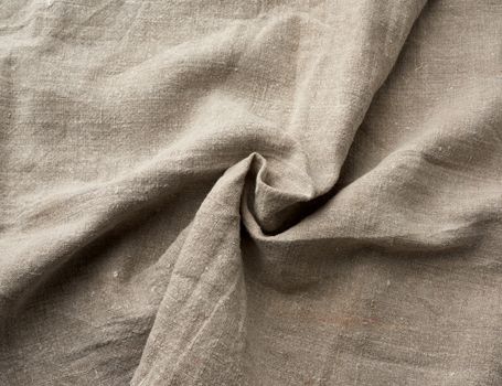 twisted very old  gray linen fabric, full frame, rough antique canvas