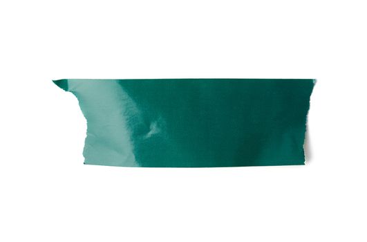 piece of green paper sticky tape isolated on white background, close up