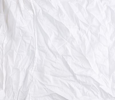 crumpled white cotton fabric, fabric for sewing clothes and shirts, full frame