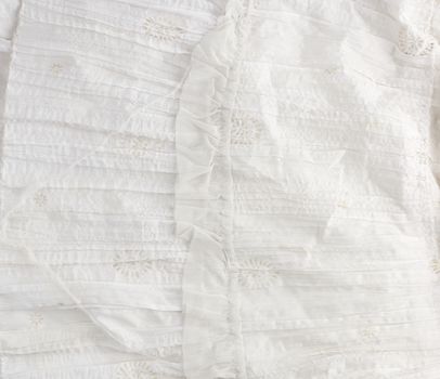 crumpled white cotton fabric, fabric for sewing clothes and shirts, full frame