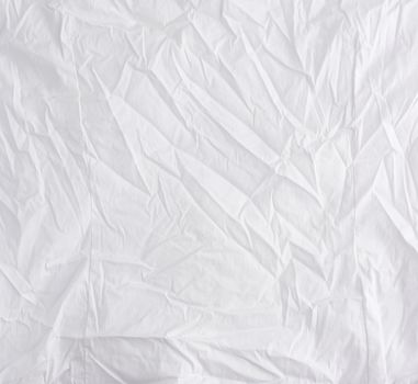 crumpled white cotton fabric, fabric for sewing clothes and shirts, full frame