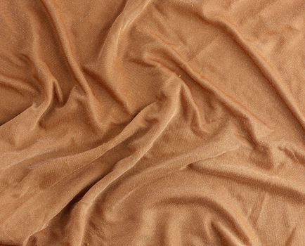 crumpled brown shiny fabric for dress making, lurex, full frame