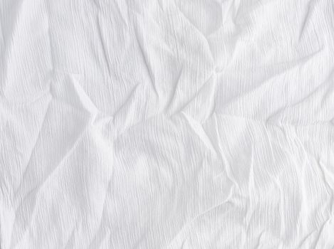 crumpled white cotton fabric, fabric for sewing clothes and shirts, full frame