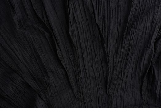 crumpled black cotton fabric, fabric for sewing clothes and shirts, full frame