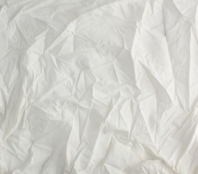 crumpled white cotton fabric, fabric for sewing clothes and shirts, full frame