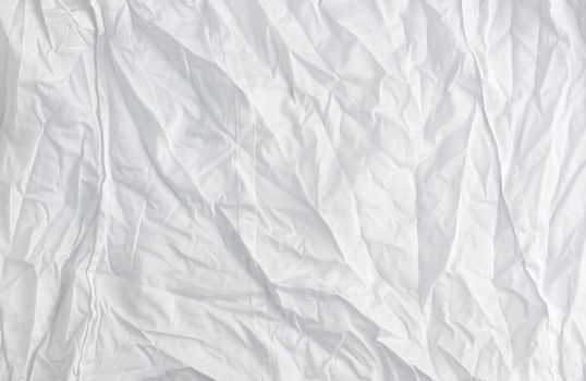 crumpled white cotton fabric, fabric for sewing clothes and shirts, full frame