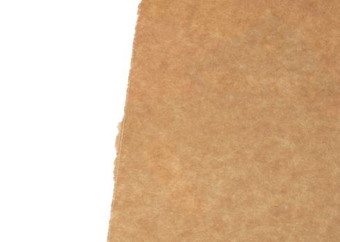 torn edges of corrugated cardboard paper with white background, abstract backdrop template