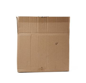 open big empty brown square cardboard box for transporting goods isolated on white background,