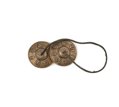 Karataly is an Indian percussion musical instrument isolated on a white background 