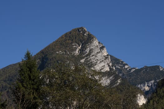 Mountain detail on Dolomites during day time in autumn