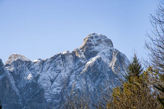 Mountain detail on Dolomites during day time in autumn