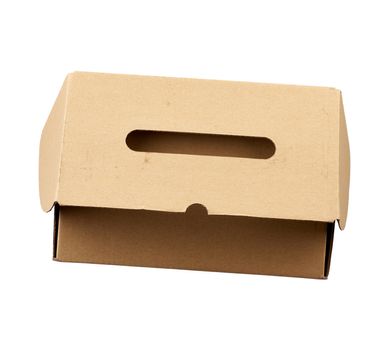 closed brown rectangular cardboard box for transporting goods isolated on white background. Packaging design