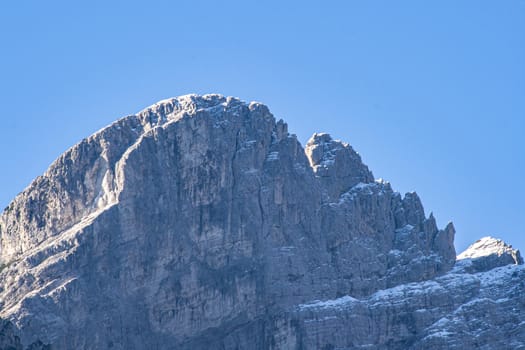 Mountain detail on Dolomites during day time in autumn