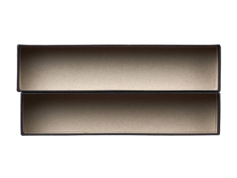 open cardboard box isolated on white background, top view