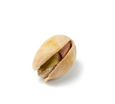 fried salted pistachio isolated on a white background, close-up