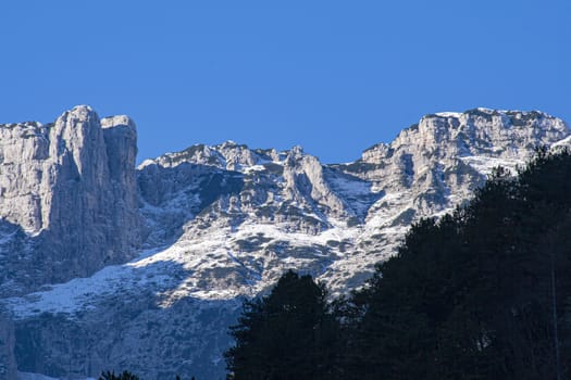 Mountain detail on Dolomites during day time in autumn