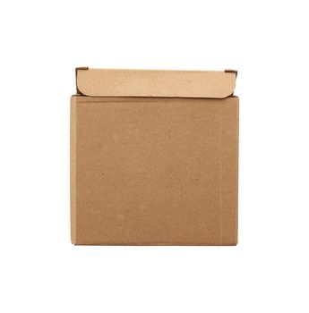 brown square cardboard box for transporting goods isolated on white background. Packaging design