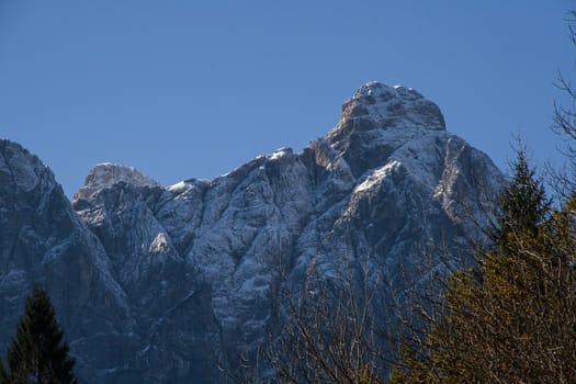 Mountain detail on Dolomites during day time in autumn