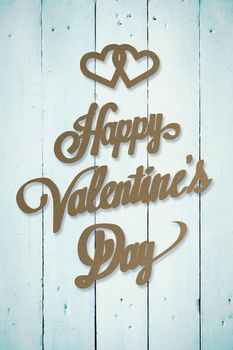 Cute valentines message against painted blue wooden planks