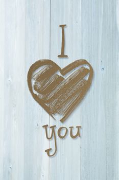 I heart you against bleached wooden planks background