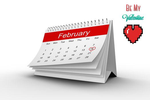 Valentines day greeting against february calendar