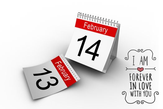 Valentines message against february calendar