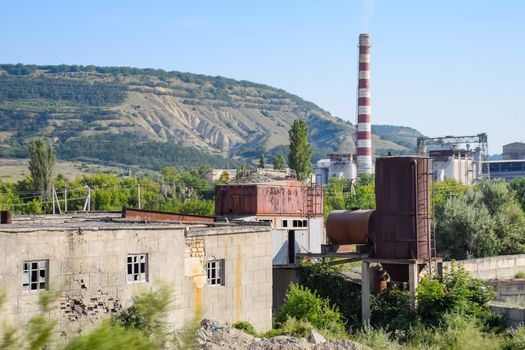 Abandoned old Soviet industrial buildings. Abandoned old Soviet industrial buildings.