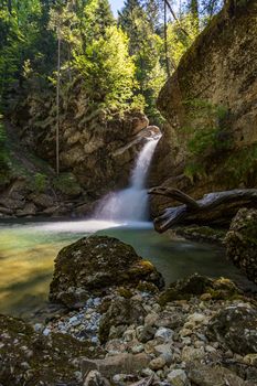 Through the beautiful Ostertaltobel in the Gunzesried valley in the Allgau near Blaichach, Sonthofen