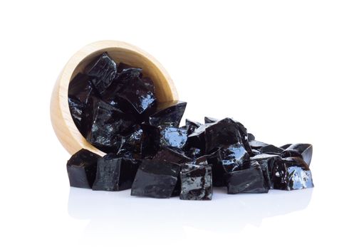 Grass jelly (Mesona chinensis) isolated on white background