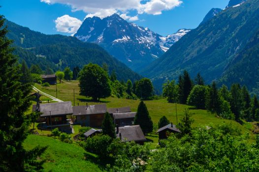 landscape of the Swiss Alps in Valais