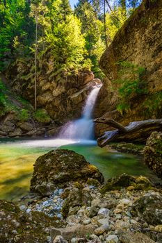 Through the beautiful Ostertaltobel in the Gunzesried valley in the Allgau near Blaichach, Sonthofen