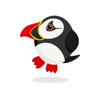 Cute atlantic puffin vector illustration. Flat design. Isolated Illustration on white background