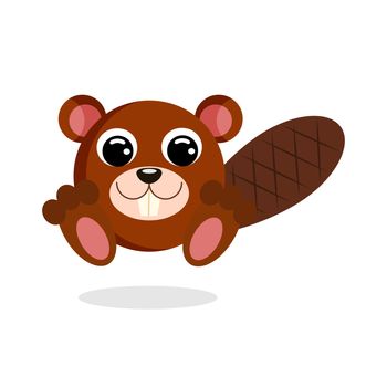 Cute beaver vector illustration. Flat design. Isolated Illustration on white background