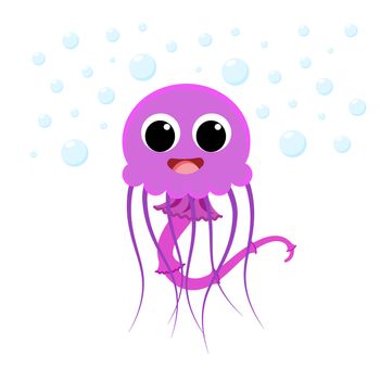 jellyfish in flat style vector image