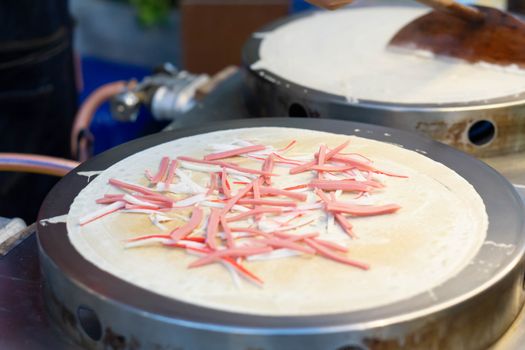 Japanese Crepe dessert on walking street