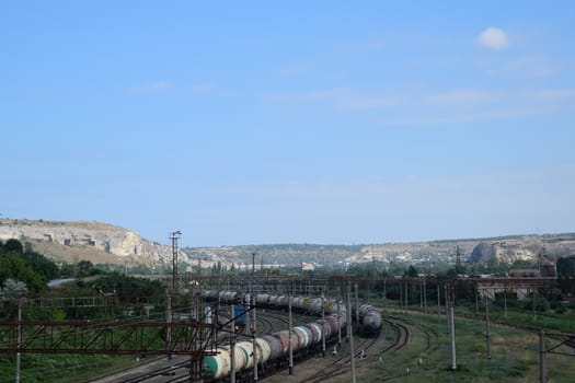 a Railroad tracks opposite the ancient quarry.