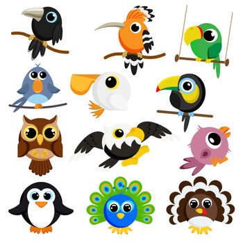 Cute birds set vector image