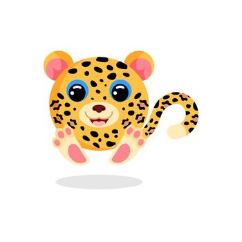 Cute jaguar vector illustration. Flat design. Isolated Illustration on white background