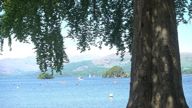 4K. Time lapse of Lake Windermere, on the marine of Bowness-on-Windermere England.