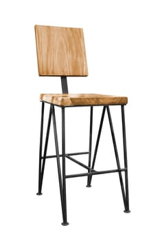 Modern wooden chair steel legs isolated on white background, work with clipping path.