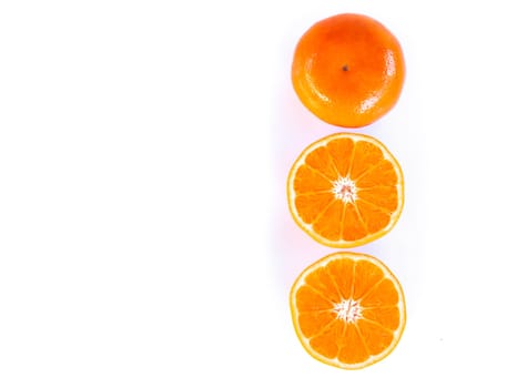 Fresh orange fruit slice isolated on white background, top view
